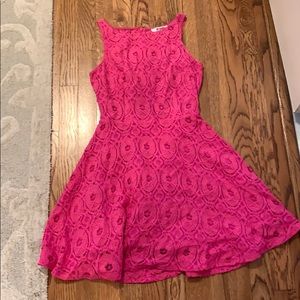 BB Dakota Hot Pink Lace Fit and Flare Dress Size 0